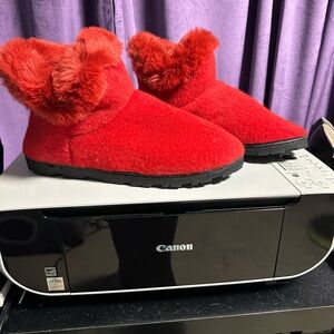 Avon Women's Red Fuzzy Ankle Booties NEW